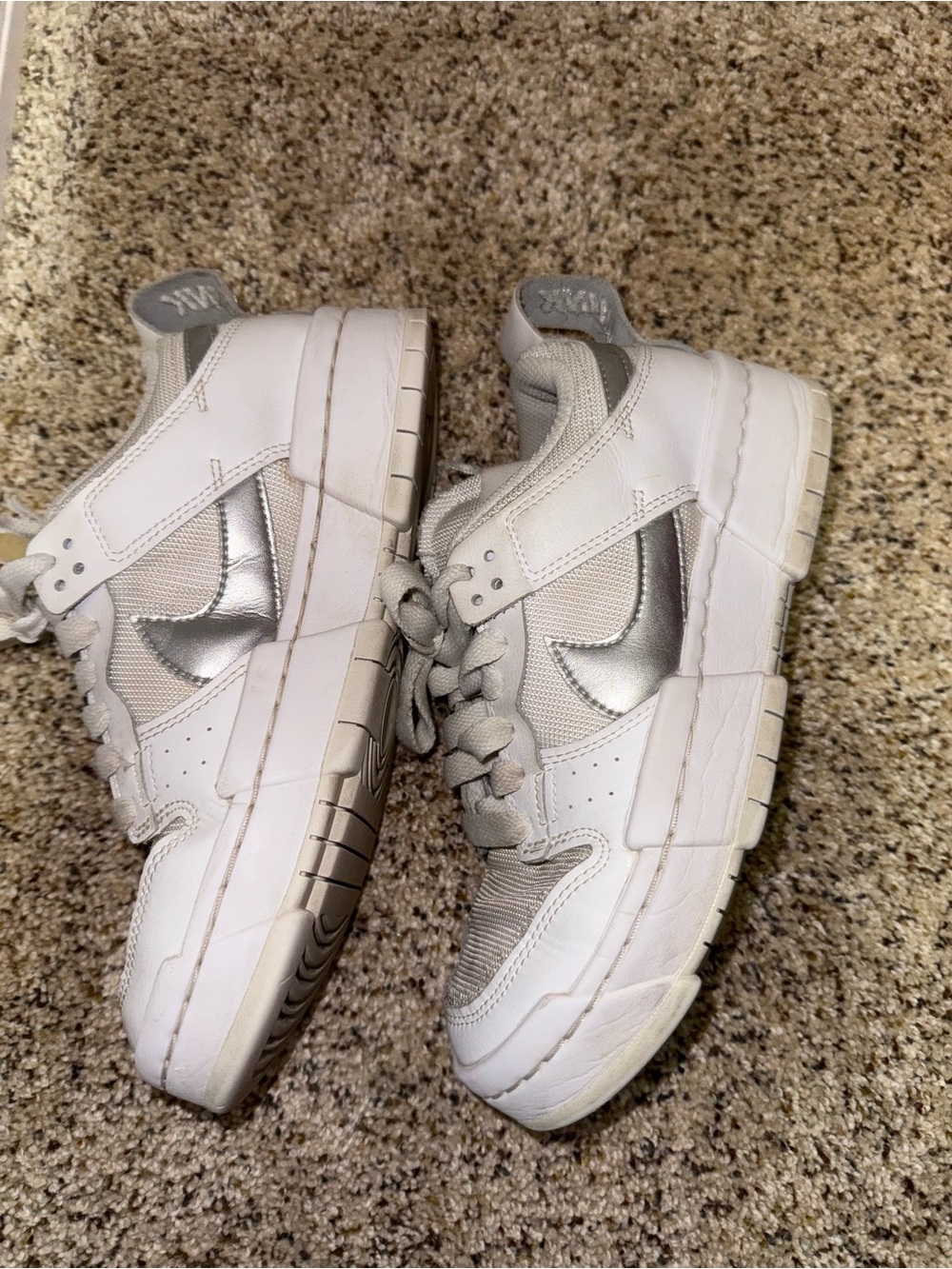 Well Work Nike Women's White Sneakers with Silver Swoosh